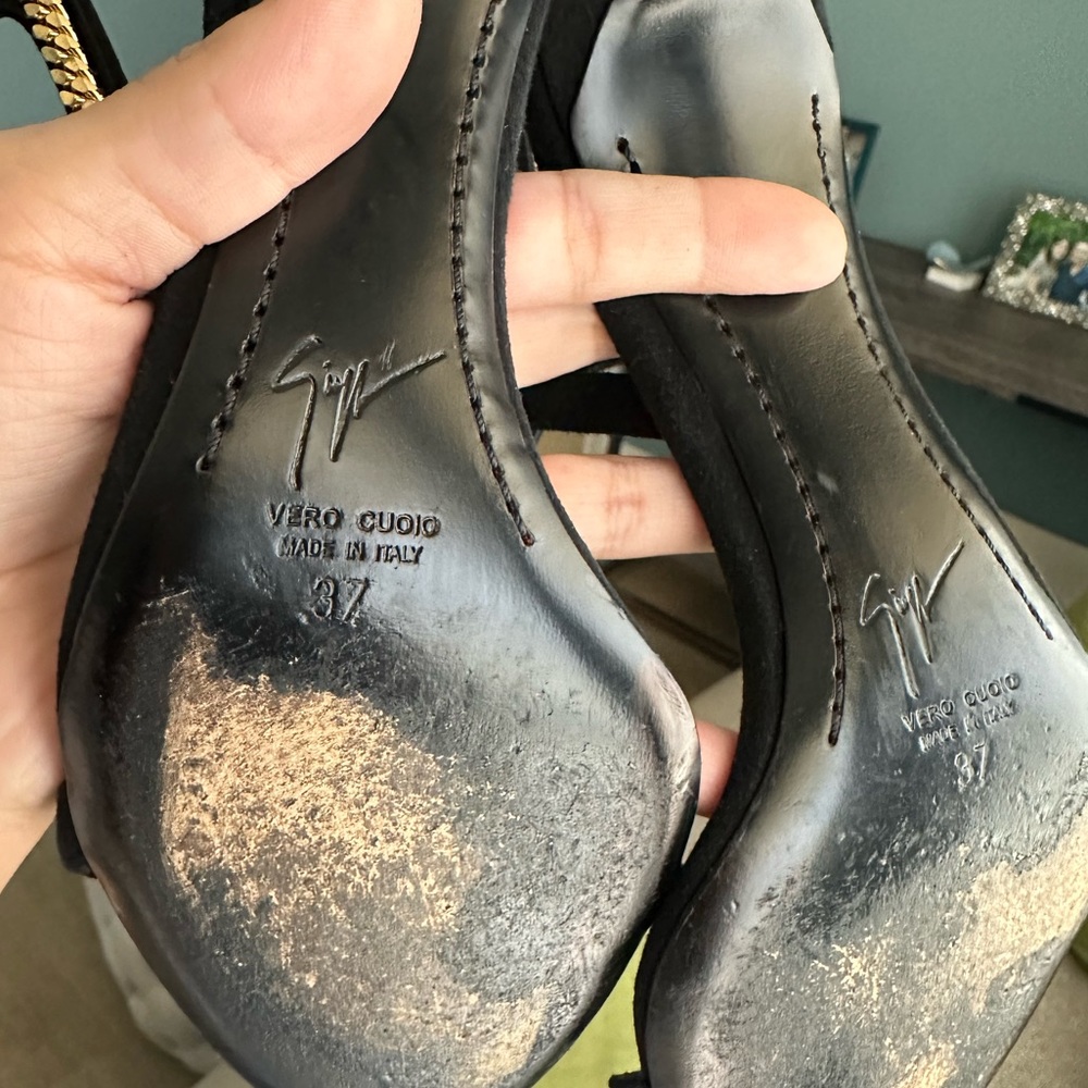 Giuseppe Coline Gold Chain Suede Sandal - Picture 6 of 6